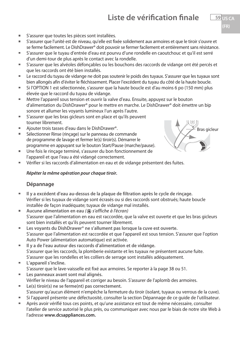 Liste de vérifi cation fi nale | Fisher & Paykel DCS DD224P5 User Manual | Page 61 / 92