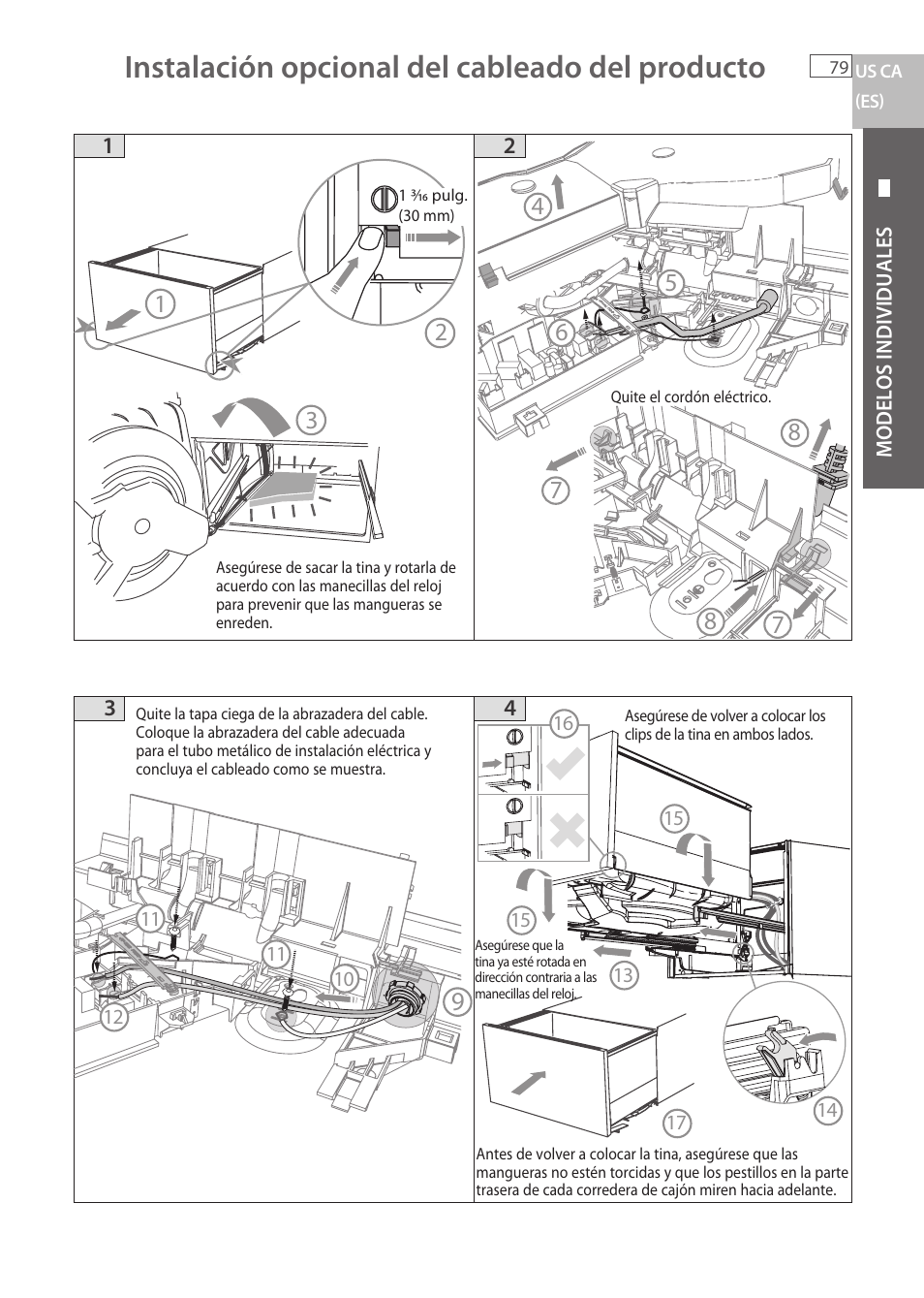 Instalación opcional del cableado del producto | Fisher & Paykel DCS DD224P5 User Manual | Page 81 / 92