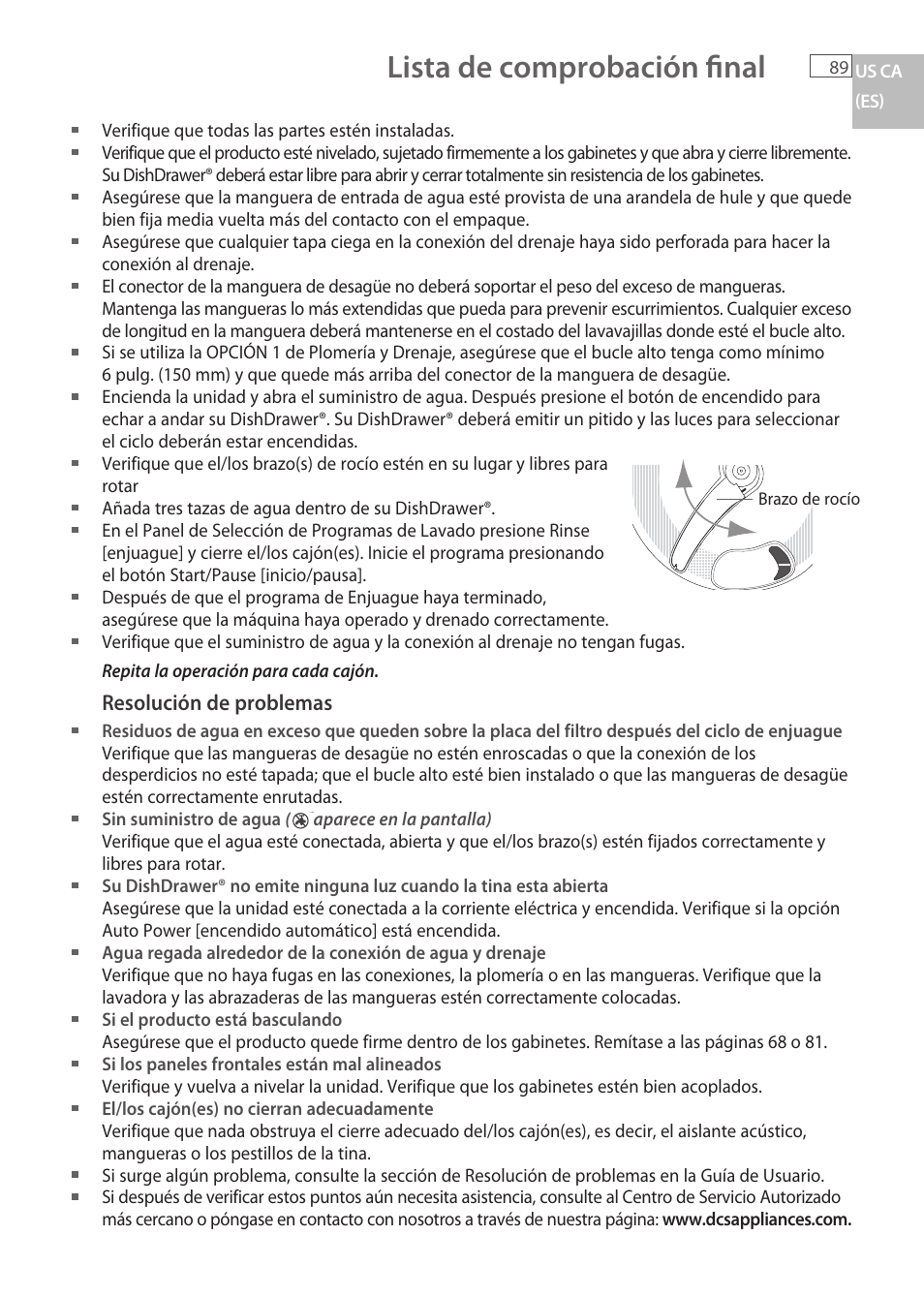 Lista de comprobación fi nal | Fisher & Paykel DCS DD224P5 User Manual | Page 91 / 92