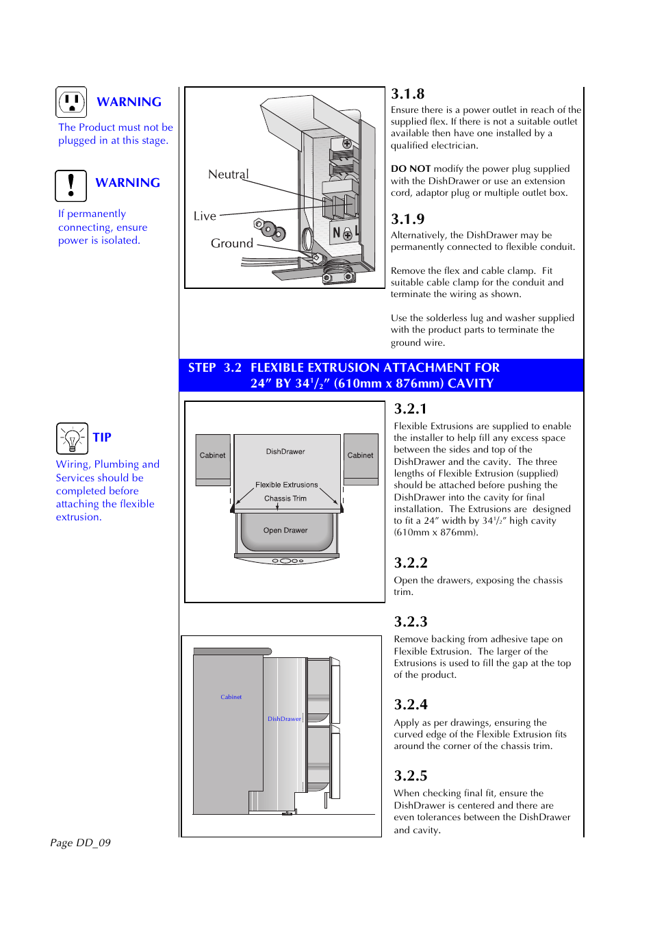 Warning | Fisher & Paykel DD602I User Manual | Page 10 / 24