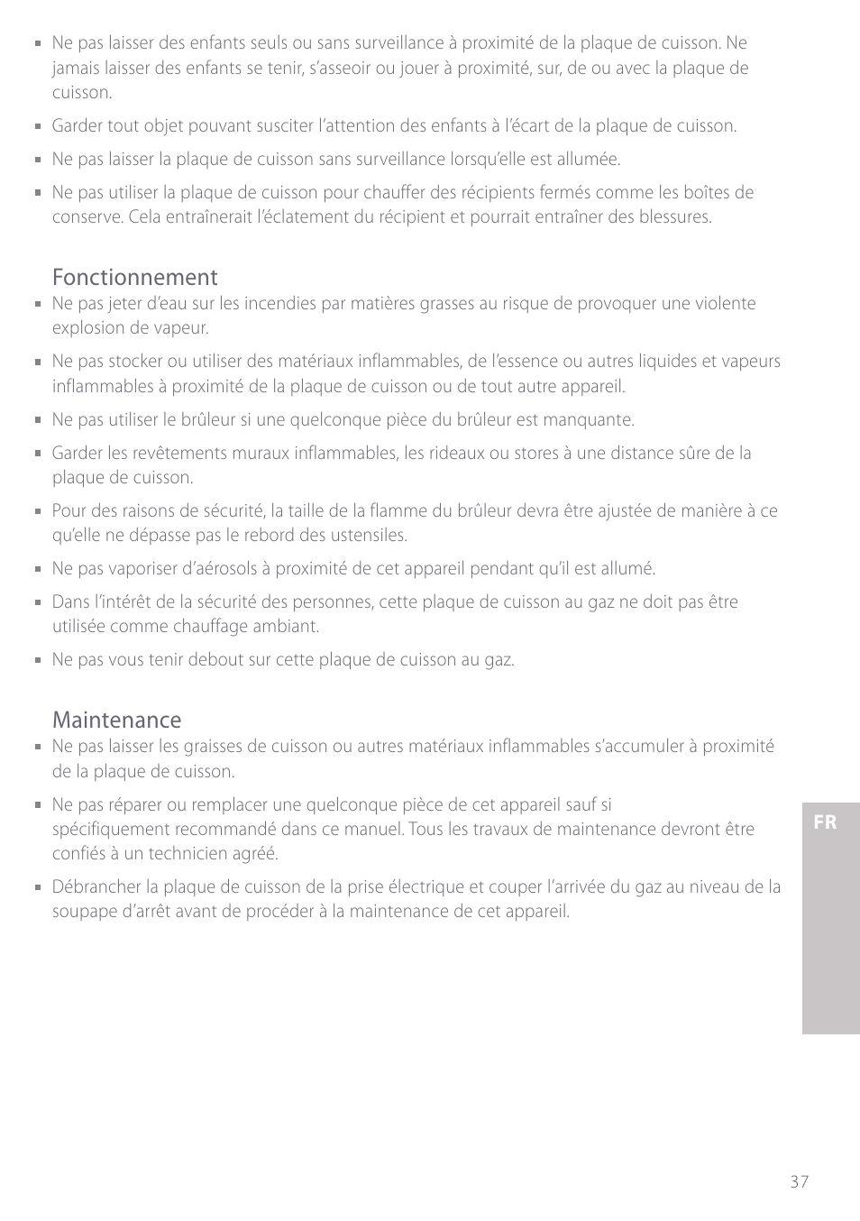 Fonctionnement, Maintenance | Fisher & Paykel GC901 User Manual | Page 39 / 52