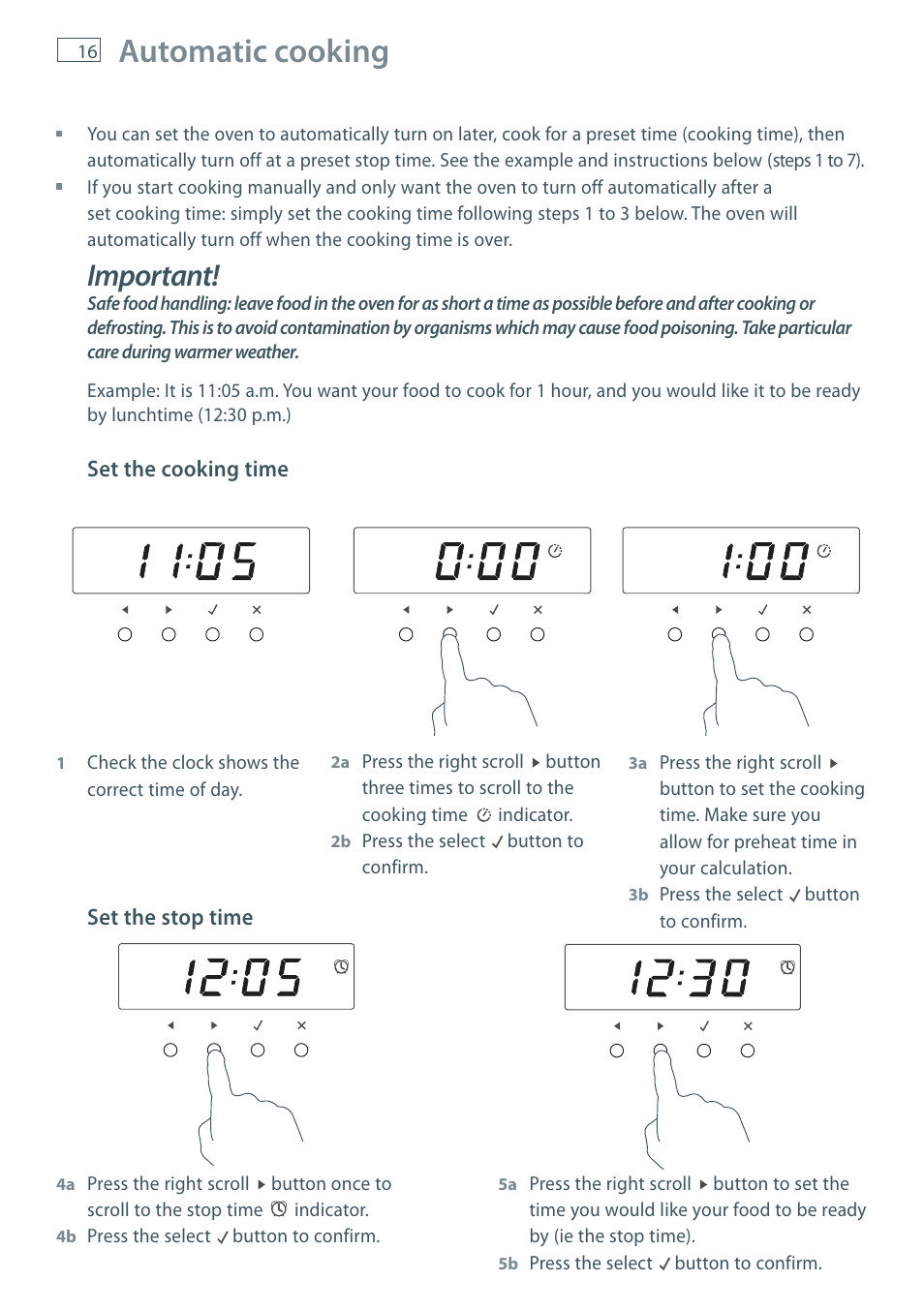 Automatic cooking, Important | Fisher & Paykel MULTIFUNCTION PYROLYTIC OVEN OB60S9DEP User Manual | Page 18 / 44