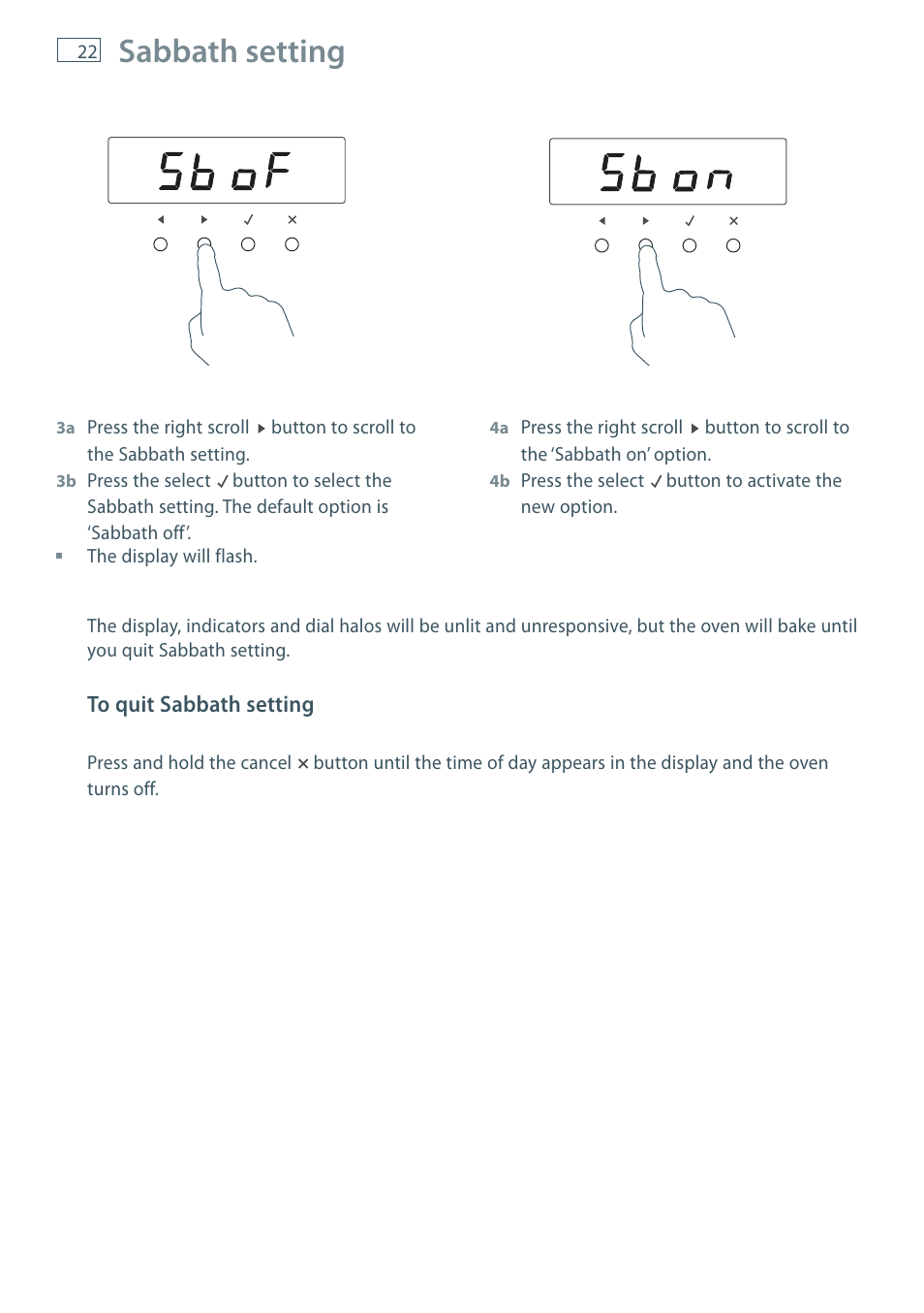 Sabbath setting | Fisher & Paykel MULTIFUNCTION PYROLYTIC OVEN OB60S9DEP User Manual | Page 24 / 44