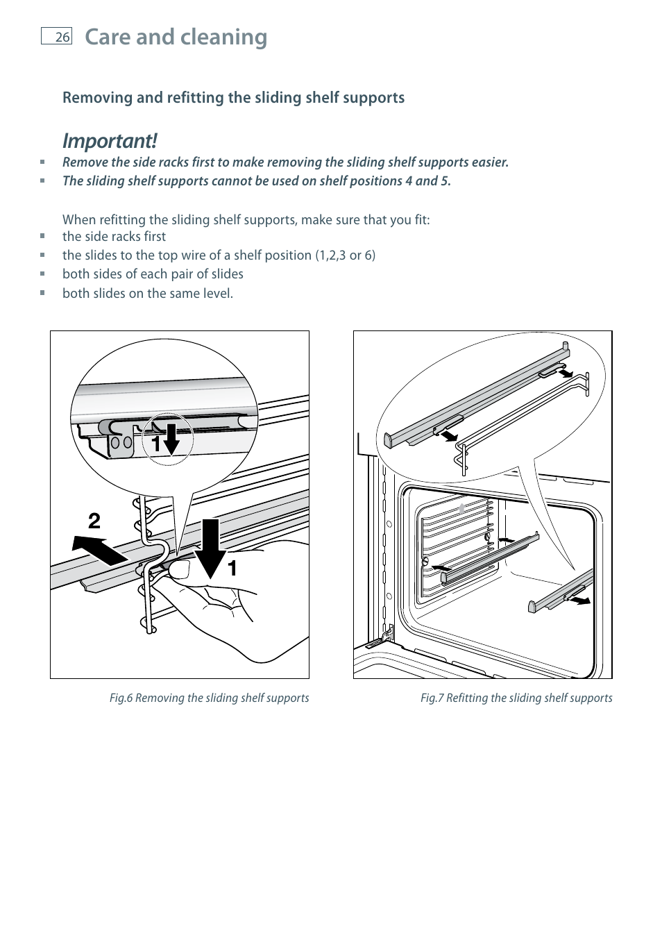 Care and cleaning, Important | Fisher & Paykel MULTIFUNCTION PYROLYTIC OVEN OB60S9DEP User Manual | Page 28 / 44