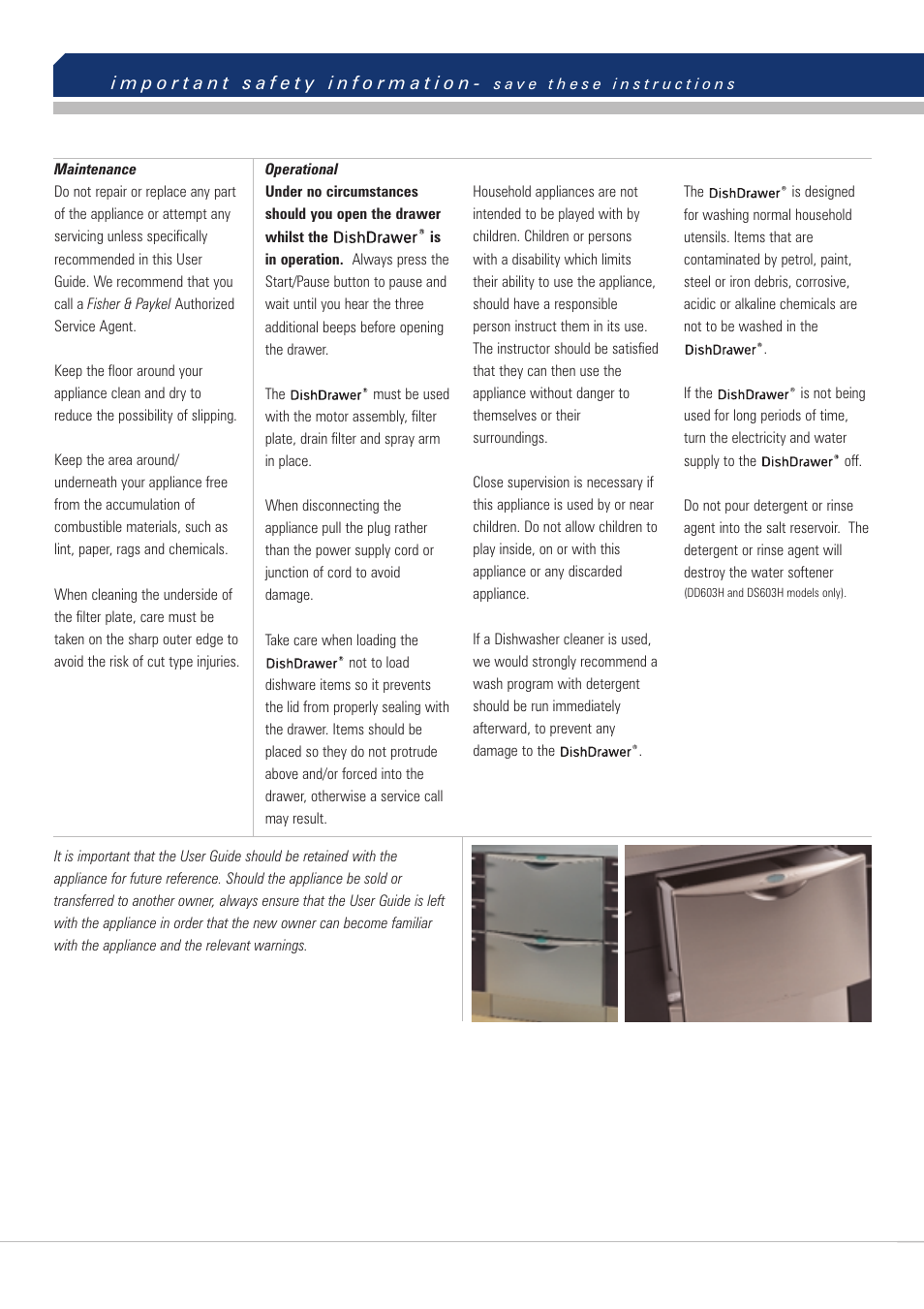 Fisher & Paykel DishDrawer User Manual | Page 28 / 32