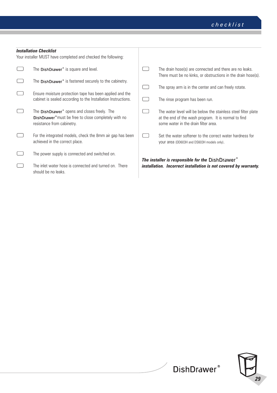 Fisher & Paykel DishDrawer User Manual | Page 31 / 32