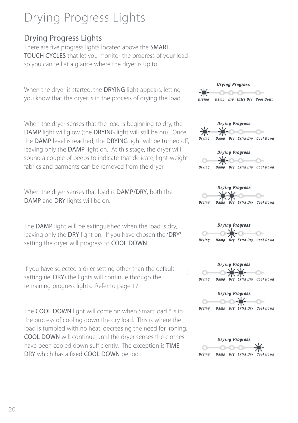 Drying progress lights | Fisher & Paykel Intuitive DEIX1 User Manual | Page 20 / 32