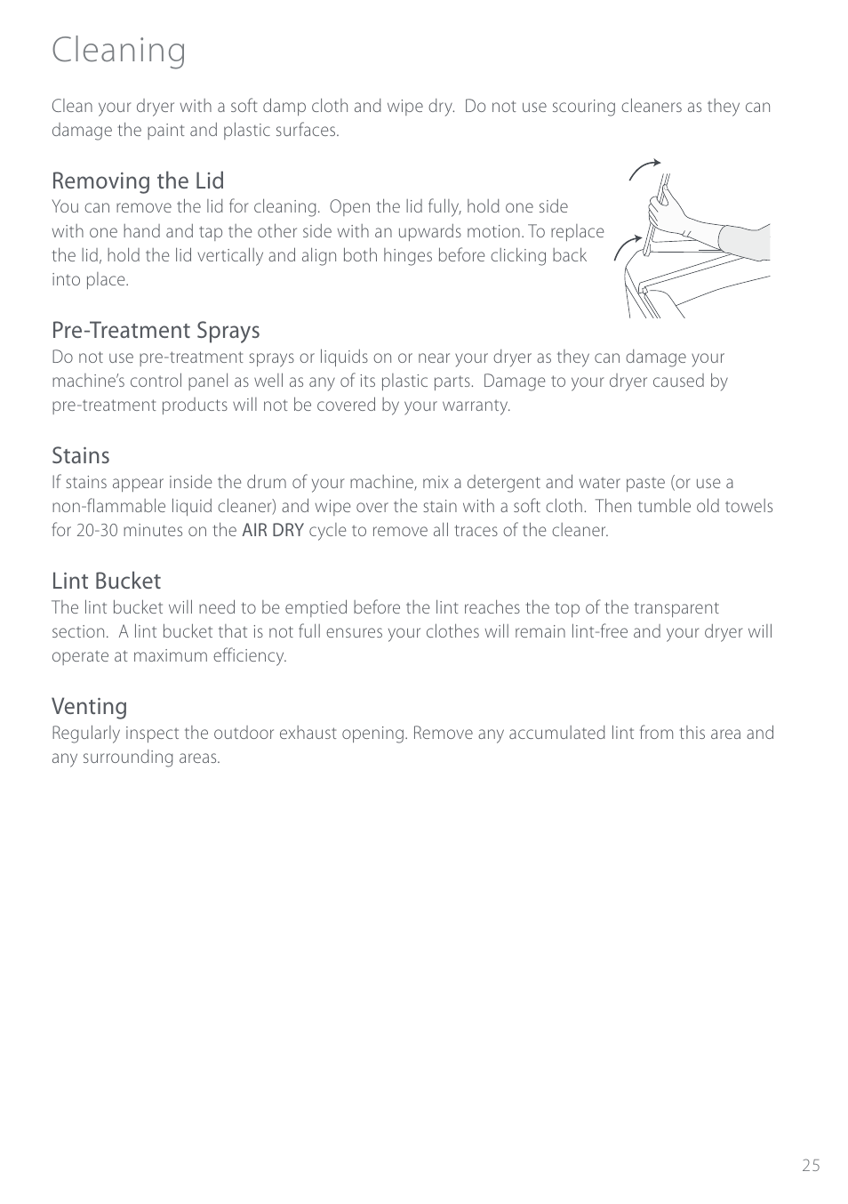 Cleaning | Fisher & Paykel Intuitive DEIX1 User Manual | Page 25 / 32