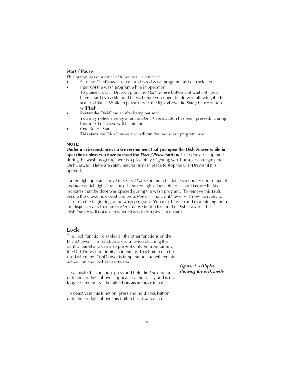 Lock | Fisher & Paykel DS602 User Manual | Page 10 / 37