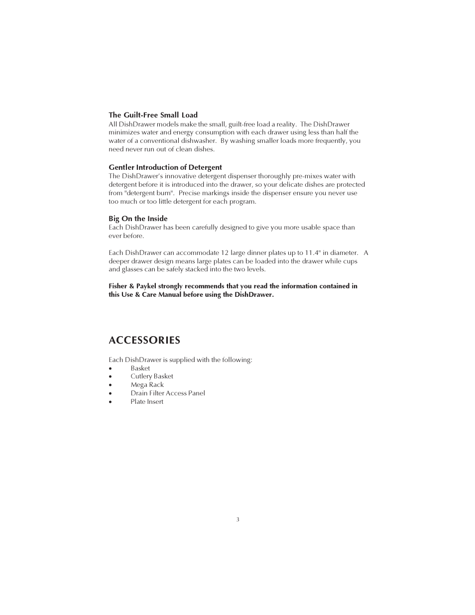 Accessories | Fisher & Paykel DS602 User Manual | Page 4 / 37