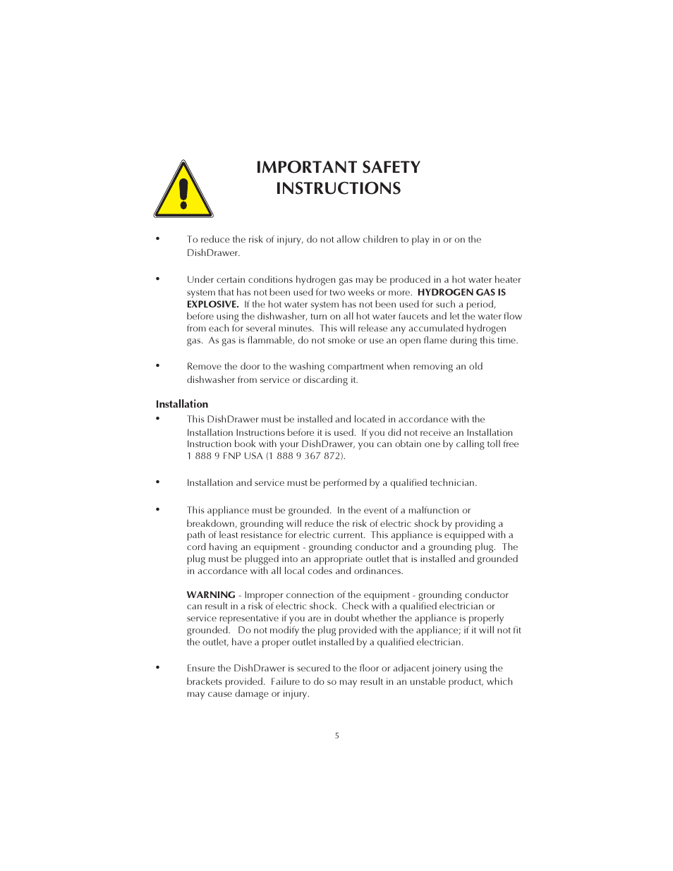 Important safety instructions | Fisher & Paykel DS602 User Manual | Page 6 / 37