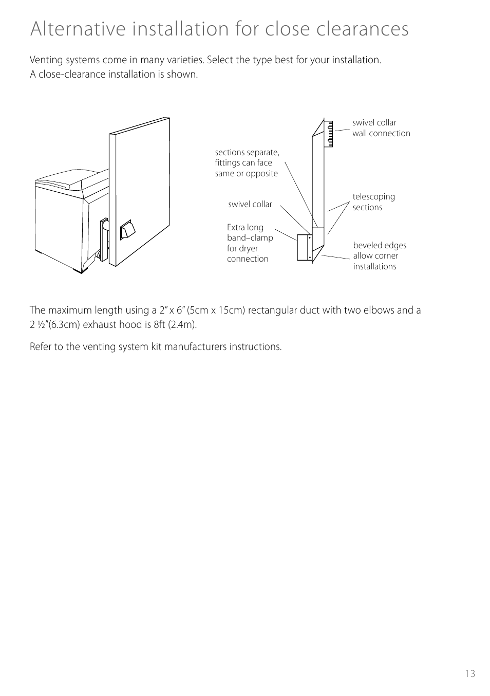 Alternative installation for close clearances | Fisher & Paykel Smartload DGGX1US User Manual | Page 13 / 24