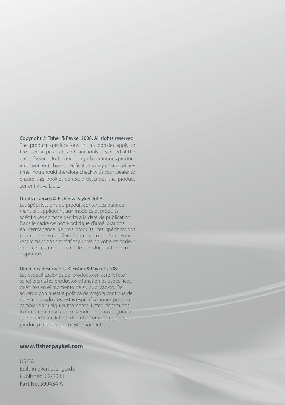 Fisher & Paykel OB30 User Manual | Page 124 / 124