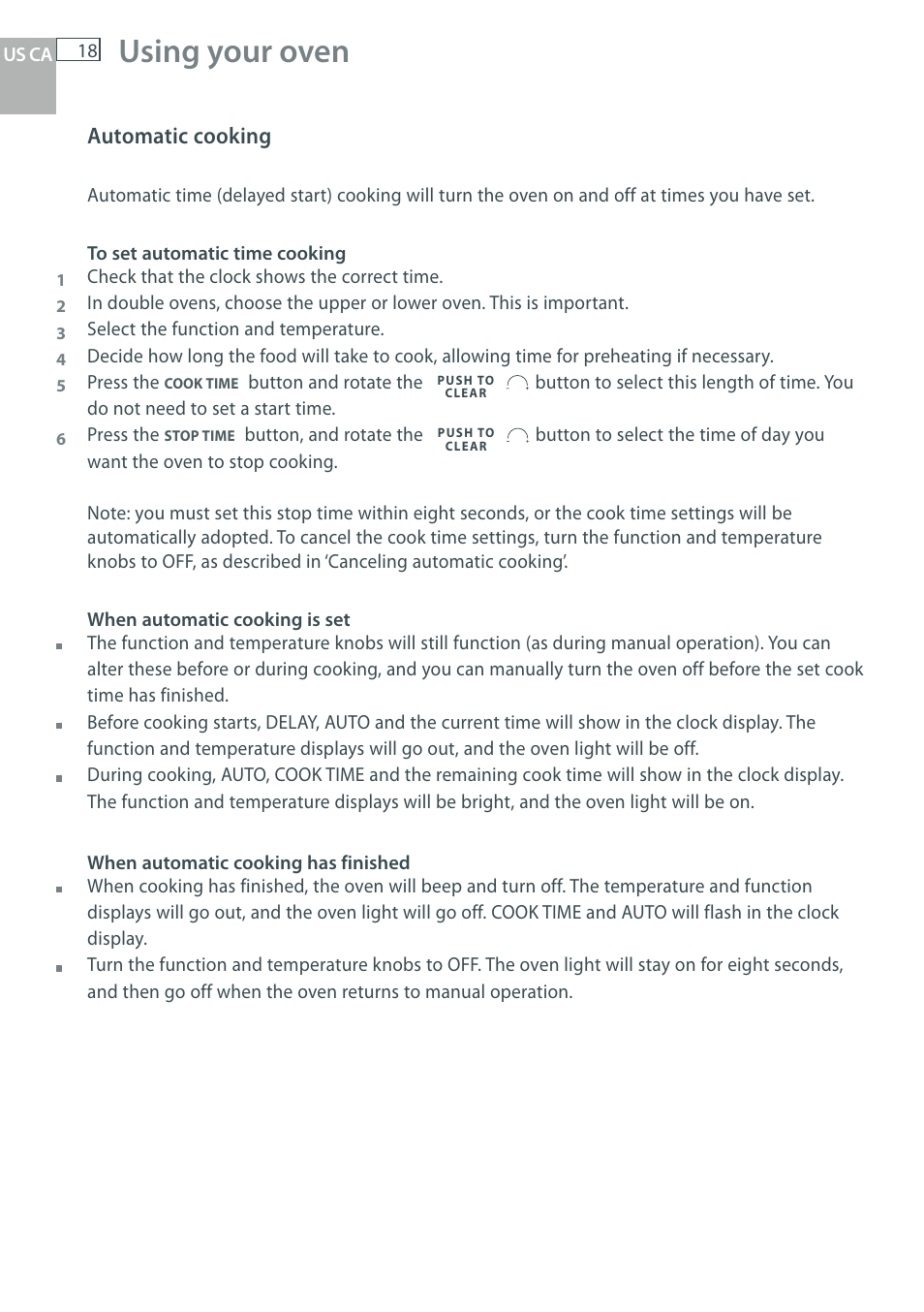 Using your oven, Automatic cooking | Fisher & Paykel OB30 User Manual | Page 20 / 124