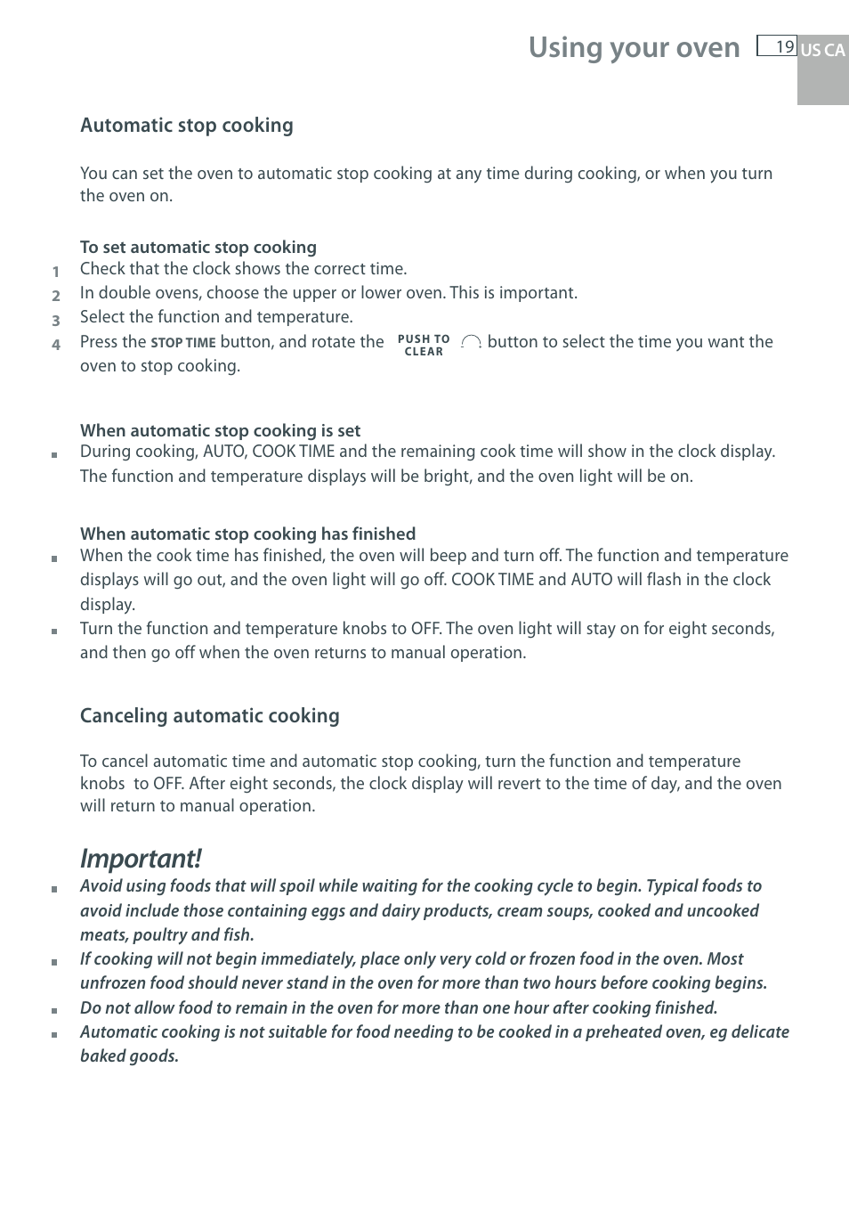 Using your oven, Important | Fisher & Paykel OB30 User Manual | Page 21 / 124