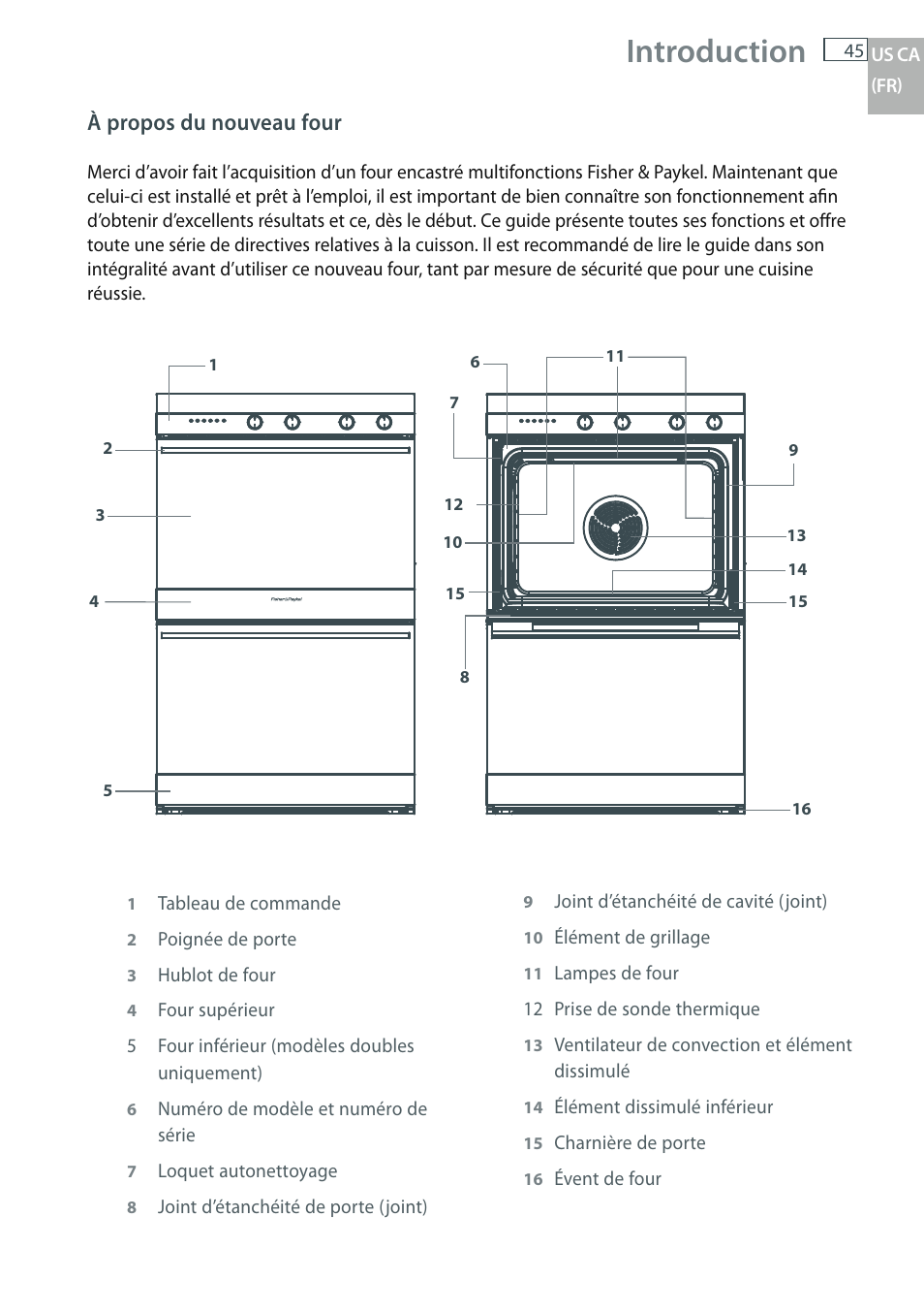 Introduction, À propos du nouveau four | Fisher & Paykel OB30 User Manual | Page 47 / 124