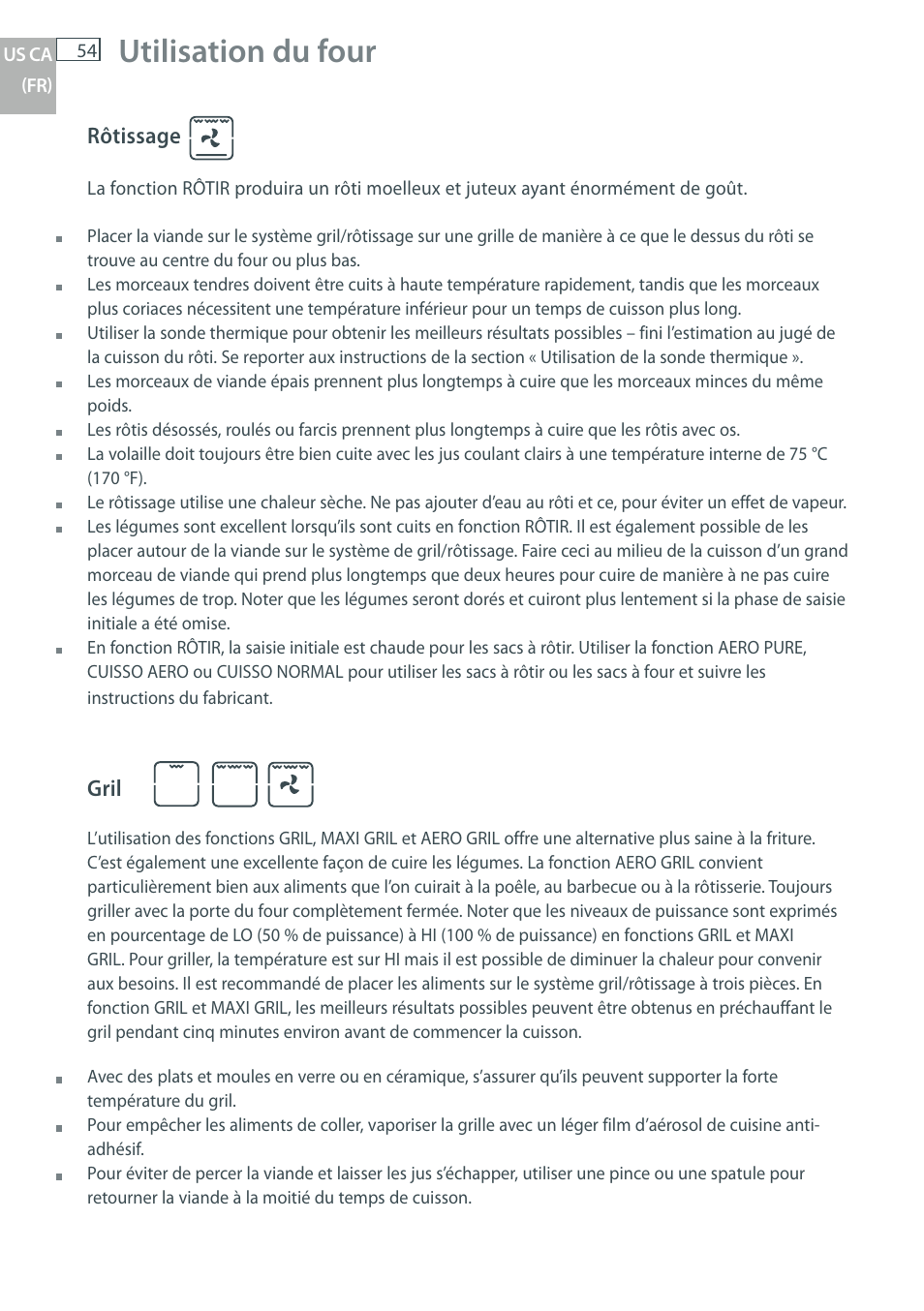 Utilisation du four | Fisher & Paykel OB30 User Manual | Page 56 / 124