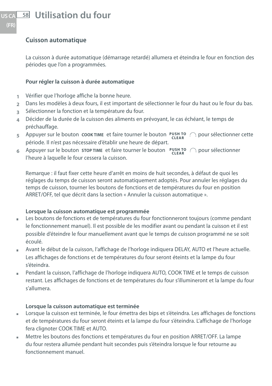 Utilisation du four, Cuisson automatique | Fisher & Paykel OB30 User Manual | Page 60 / 124