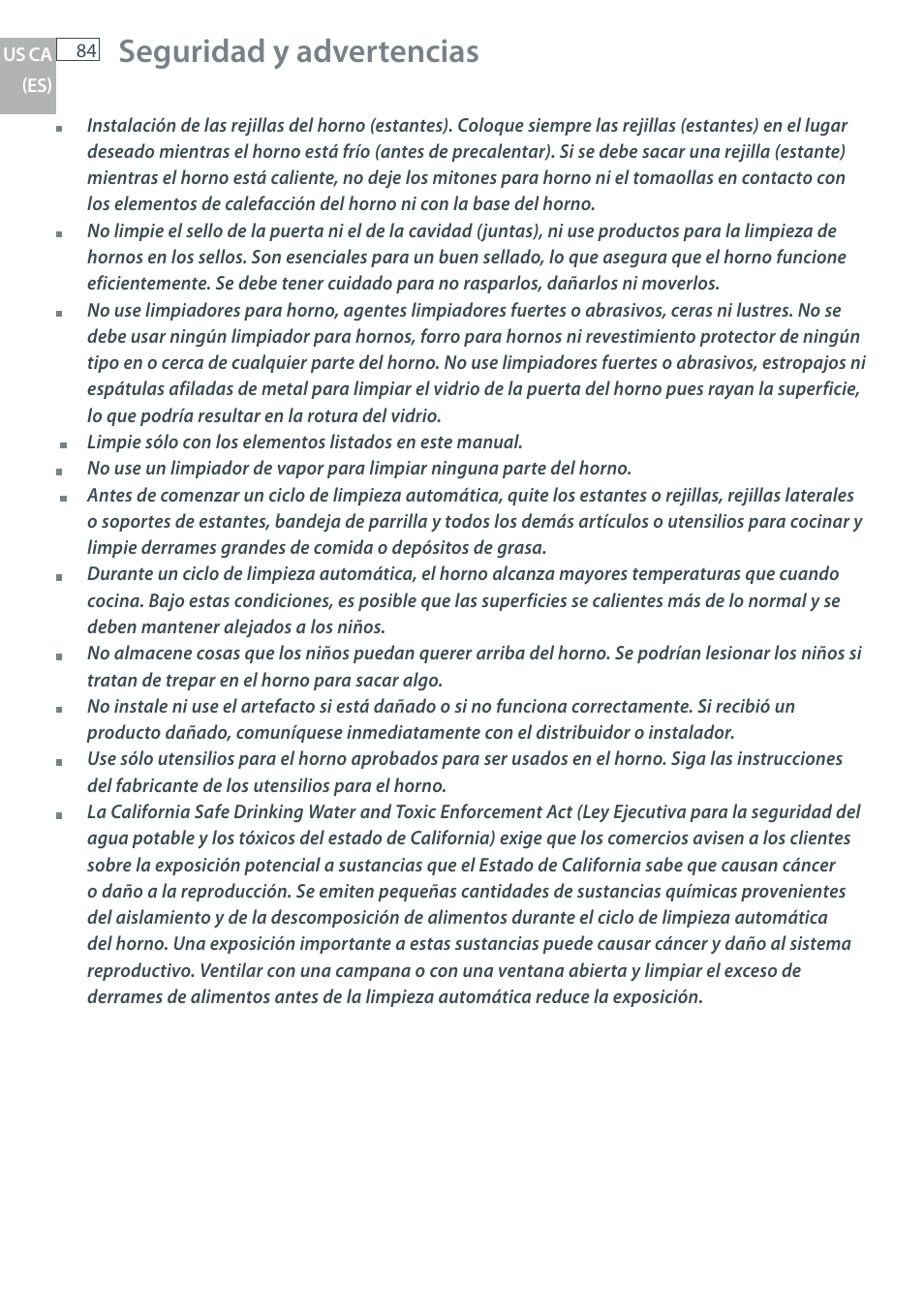 Seguridad y advertencias | Fisher & Paykel OB30 User Manual | Page 86 / 124