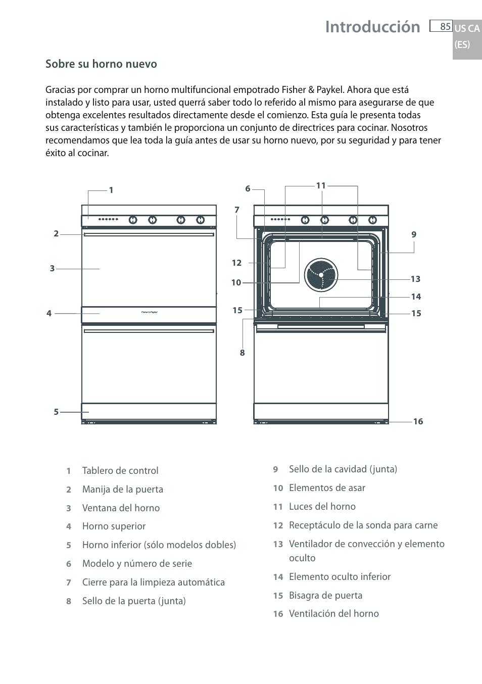 Introducción, Sobre su horno nuevo | Fisher & Paykel OB30 User Manual | Page 87 / 124