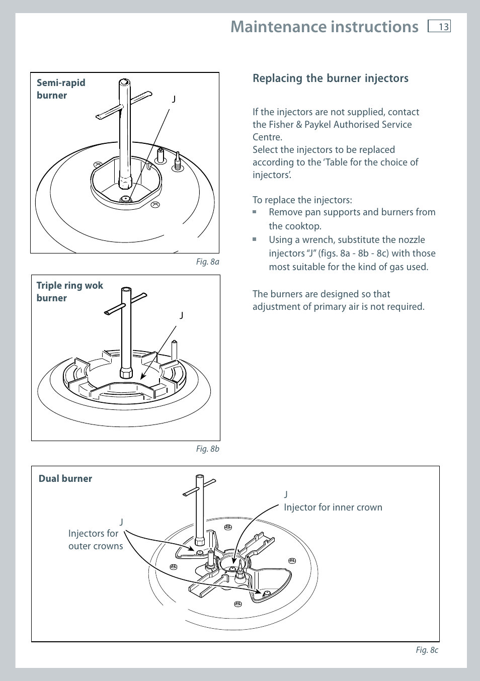 Maintenance instructions | Fisher & Paykel FREESTANDING COOKER OR120 User Manual | Page 15 / 48