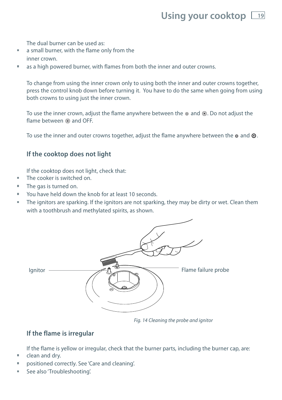 Using your cooktop | Fisher & Paykel FREESTANDING COOKER OR120 User Manual | Page 21 / 48