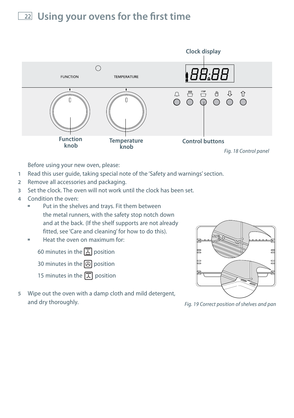 Using your ovens for the fi rst time | Fisher & Paykel FREESTANDING COOKER OR120 User Manual | Page 24 / 48