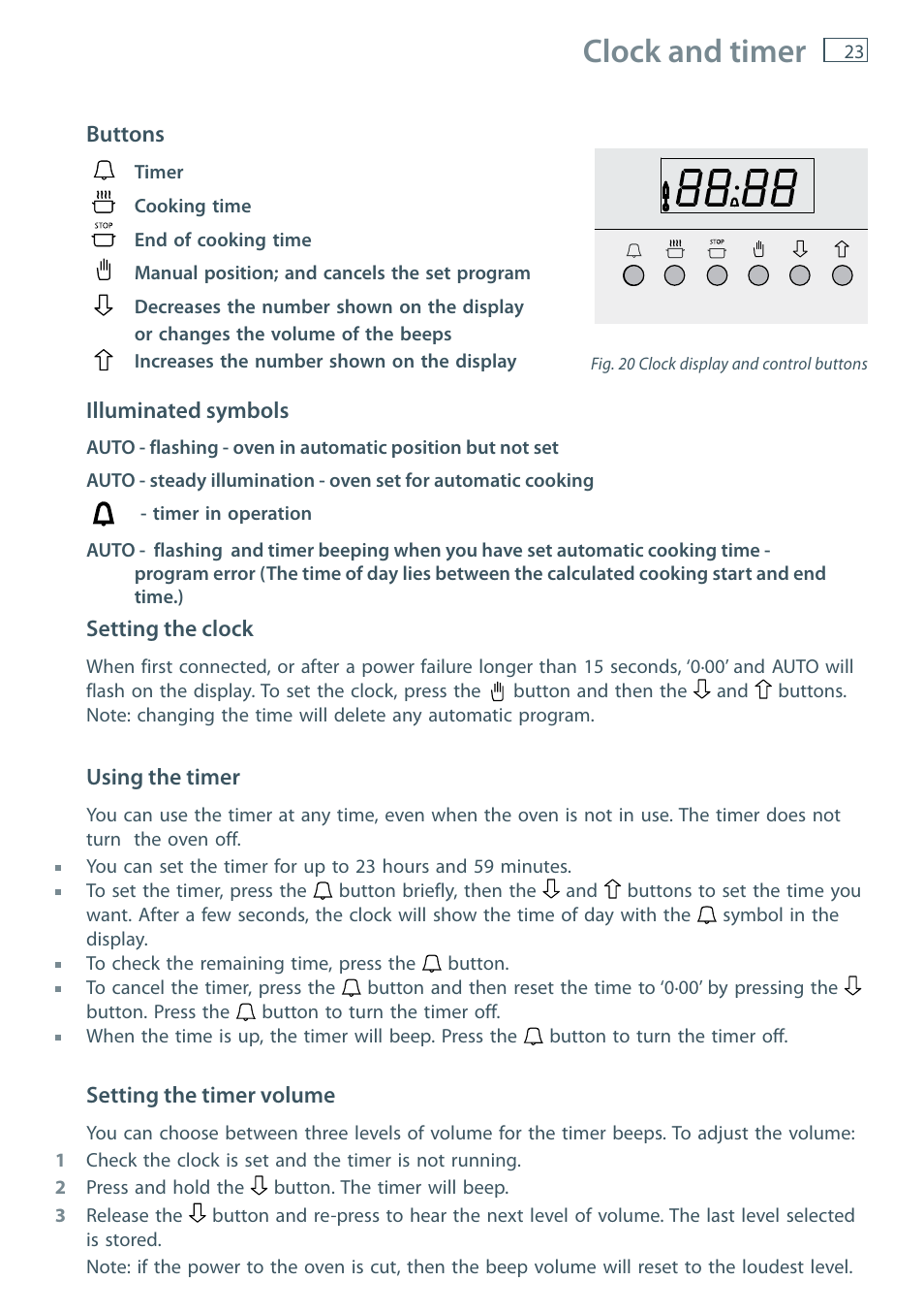 Clock and timer | Fisher & Paykel FREESTANDING COOKER OR120 User Manual | Page 25 / 48