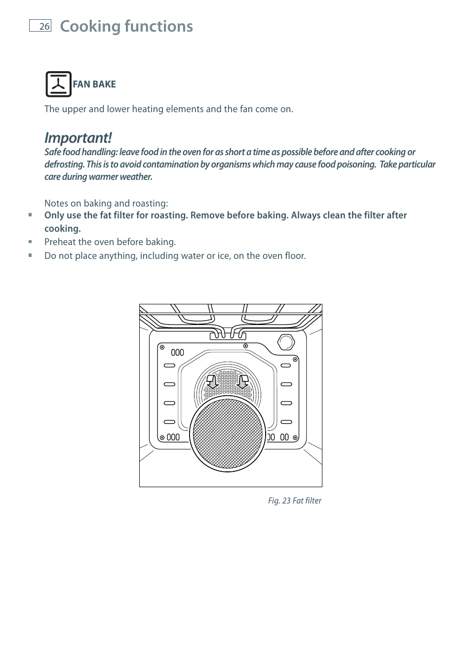 Cooking functions, Important | Fisher & Paykel FREESTANDING COOKER OR120 User Manual | Page 28 / 48