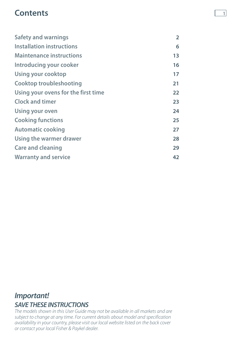 Fisher & Paykel FREESTANDING COOKER OR120 User Manual | Page 3 / 48