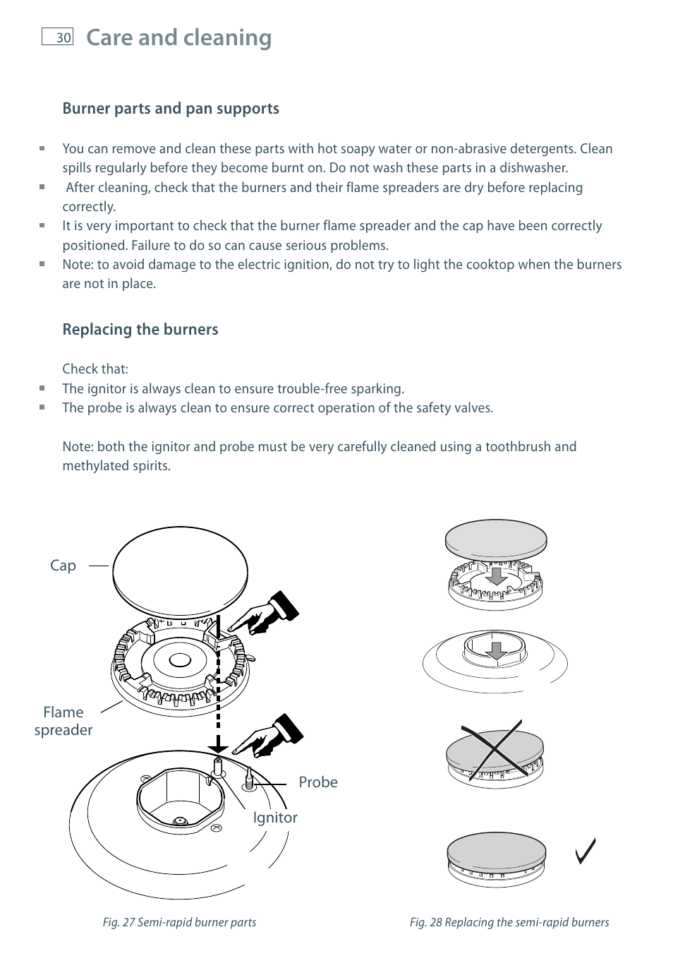 Care and cleaning | Fisher & Paykel FREESTANDING COOKER OR120 User Manual | Page 32 / 48