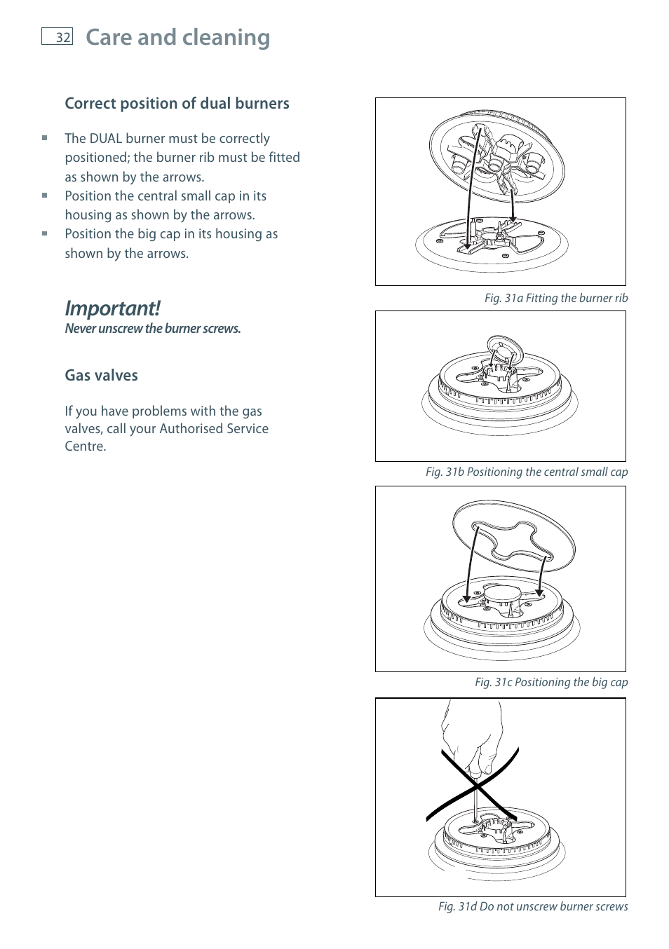 Care and cleaning, Important | Fisher & Paykel FREESTANDING COOKER OR120 User Manual | Page 34 / 48