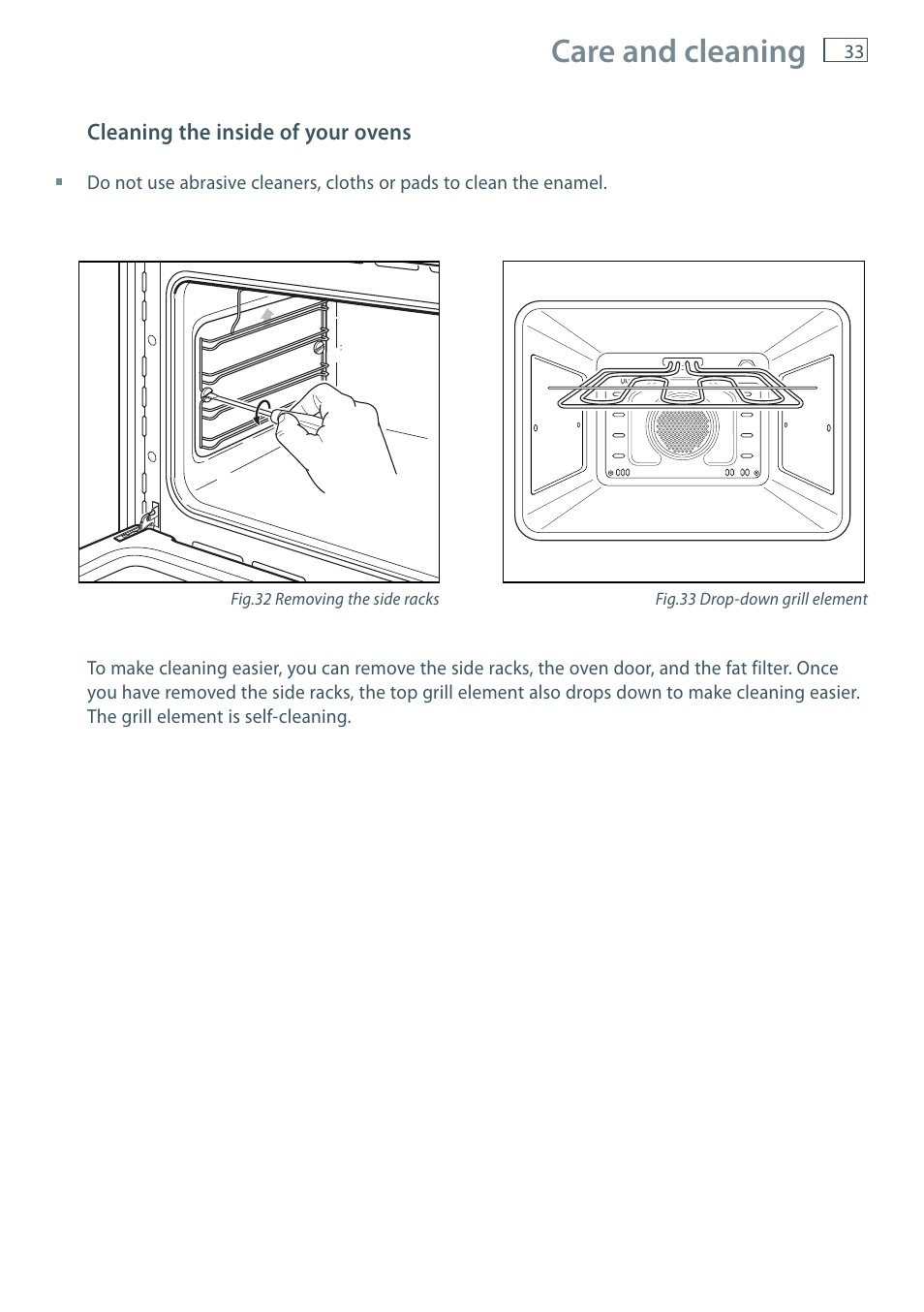 Care and cleaning | Fisher & Paykel FREESTANDING COOKER OR120 User Manual | Page 35 / 48