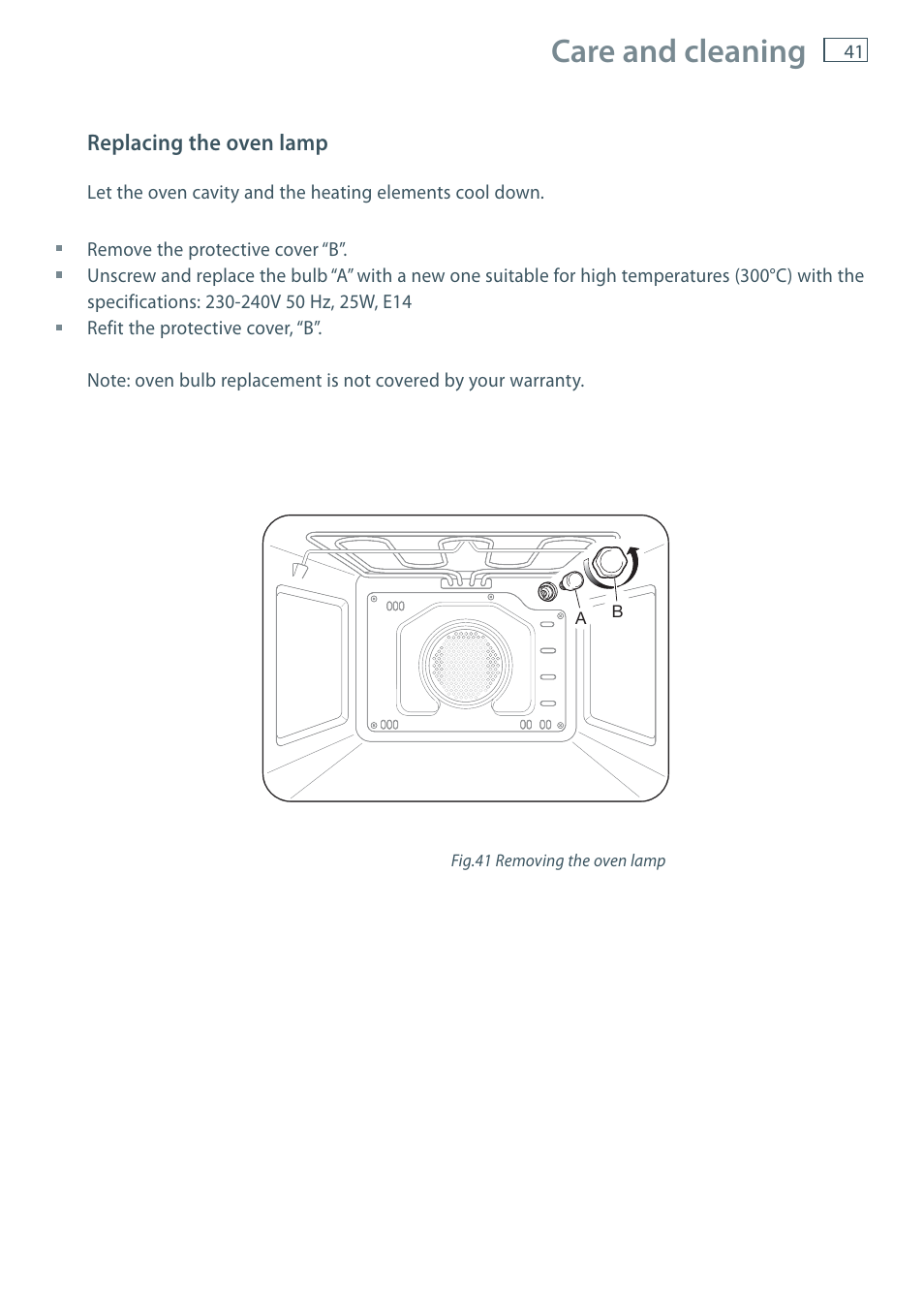 Care and cleaning | Fisher & Paykel FREESTANDING COOKER OR120 User Manual | Page 43 / 48