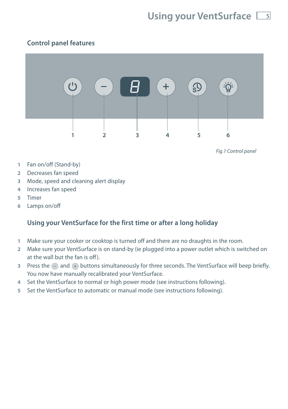 Using your ventsurface | Fisher & Paykel IZONA HC90 User Manual | Page 7 / 20
