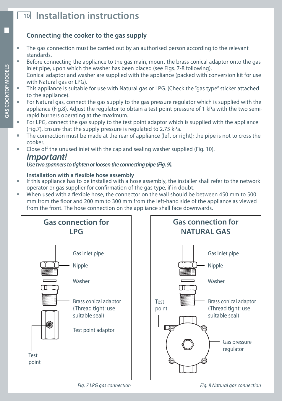 Installation instructions, Important | Fisher & Paykel OR60 User Manual | Page 12 / 84