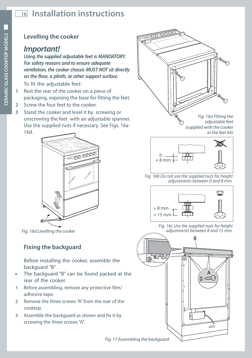 Installation instructions, Important | Fisher & Paykel OR60 User Manual | Page 18 / 84