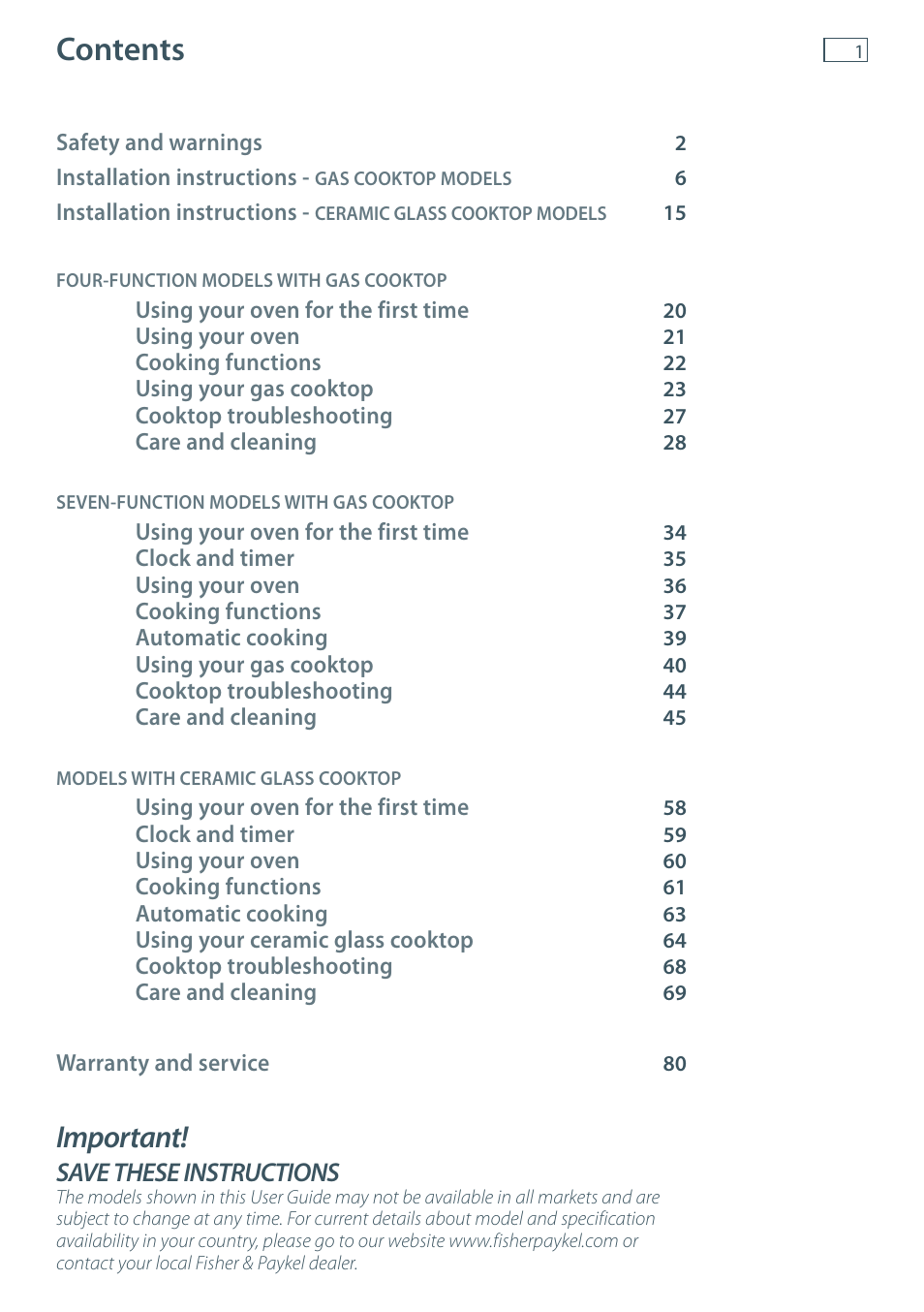 Fisher & Paykel OR60 User Manual | Page 3 / 84