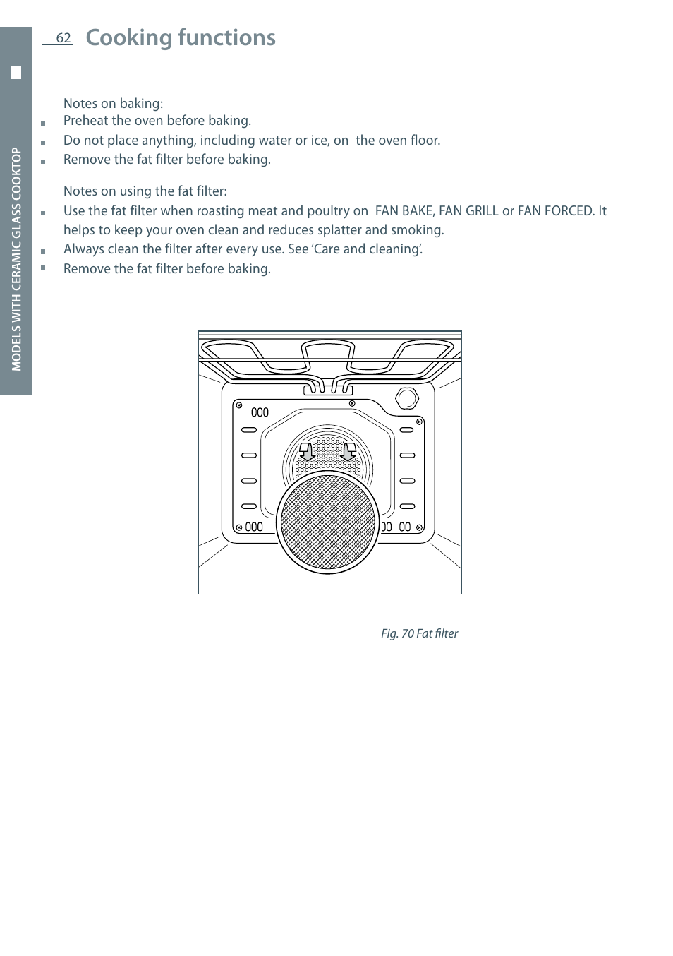 Cooking functions | Fisher & Paykel OR60 User Manual | Page 64 / 84