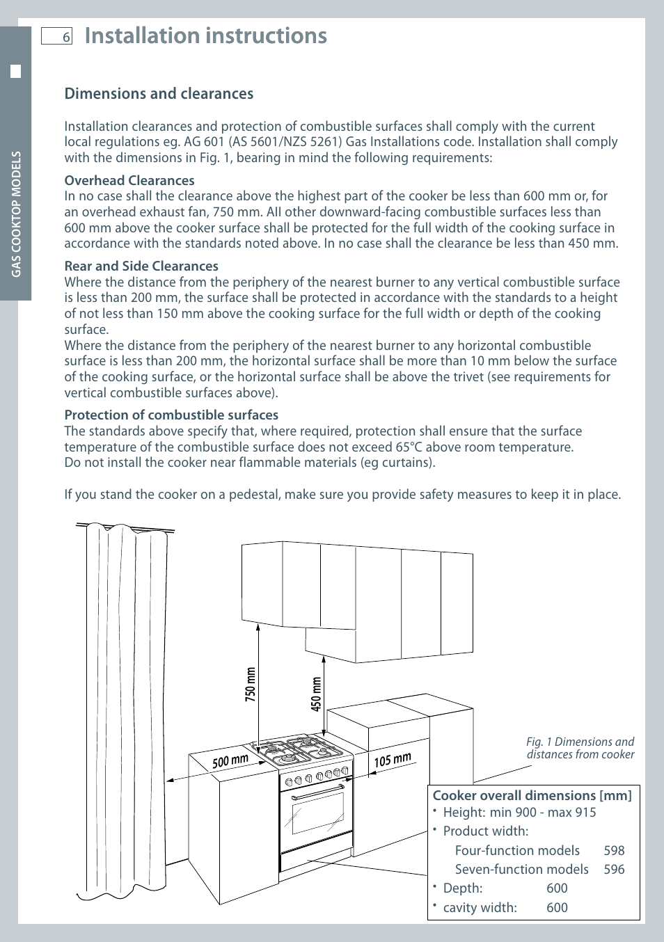 Installation instructions | Fisher & Paykel OR60 User Manual | Page 8 / 84