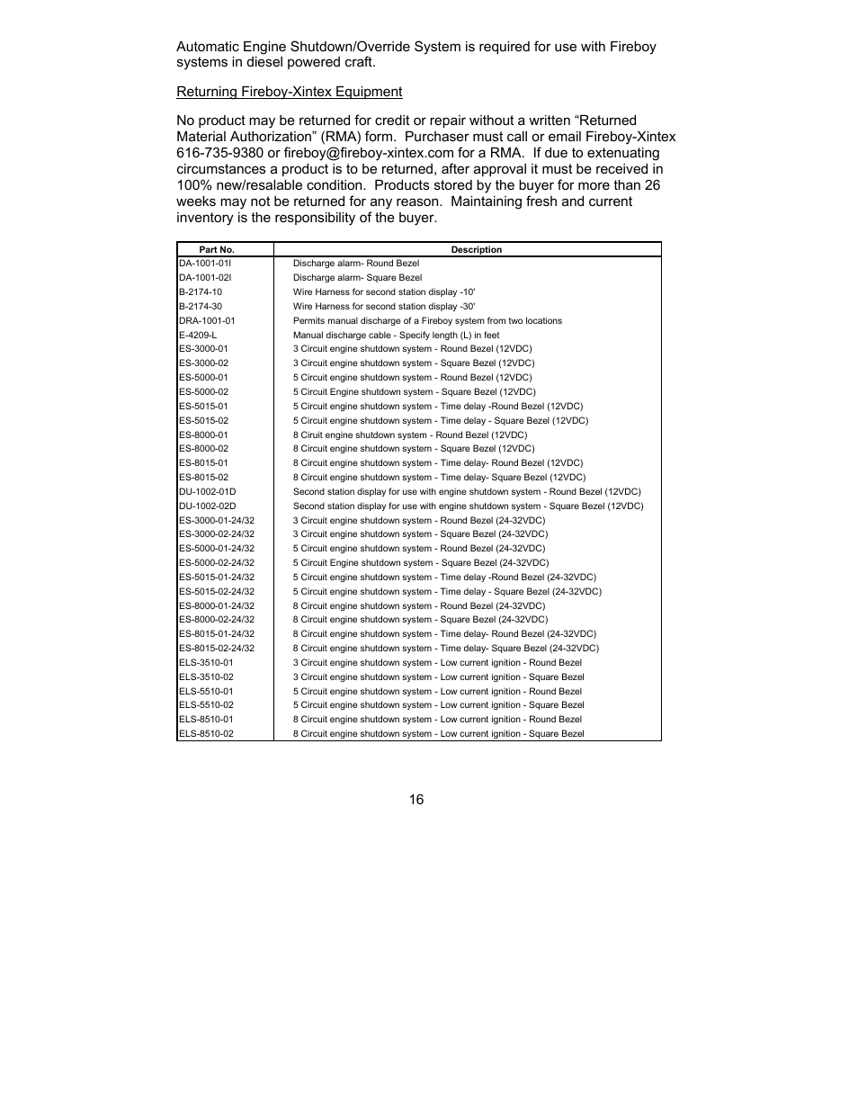 Returning fireboy-xintex equipment | Fireboy- Xintex, LTD MA2 FE-241 User Manual | Page 16 / 18