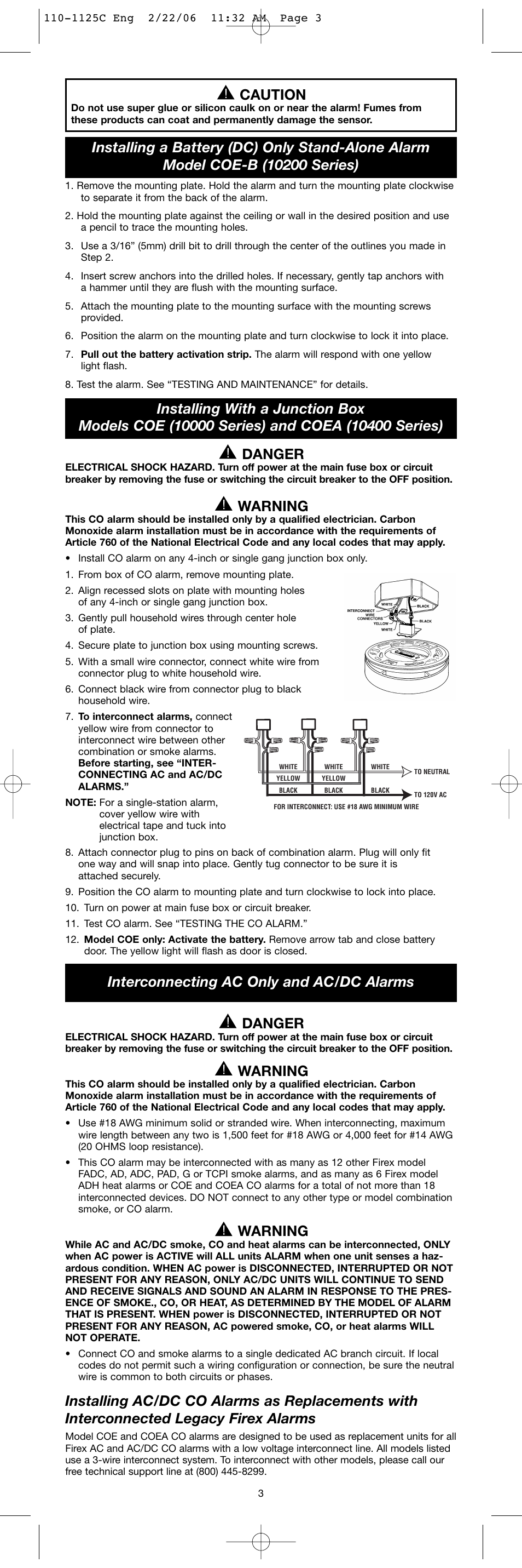 Danger, Warning, Caution | Firex SERIES 10000 User Manual | Page 3 / 8