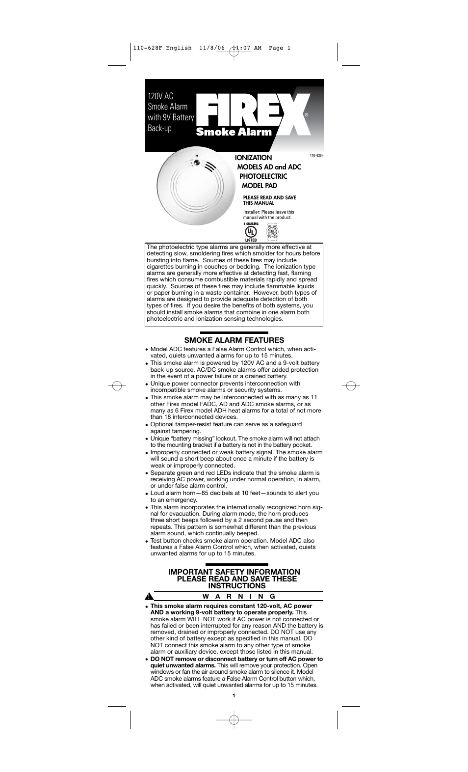 Firex FADC User Manual | 8 pages