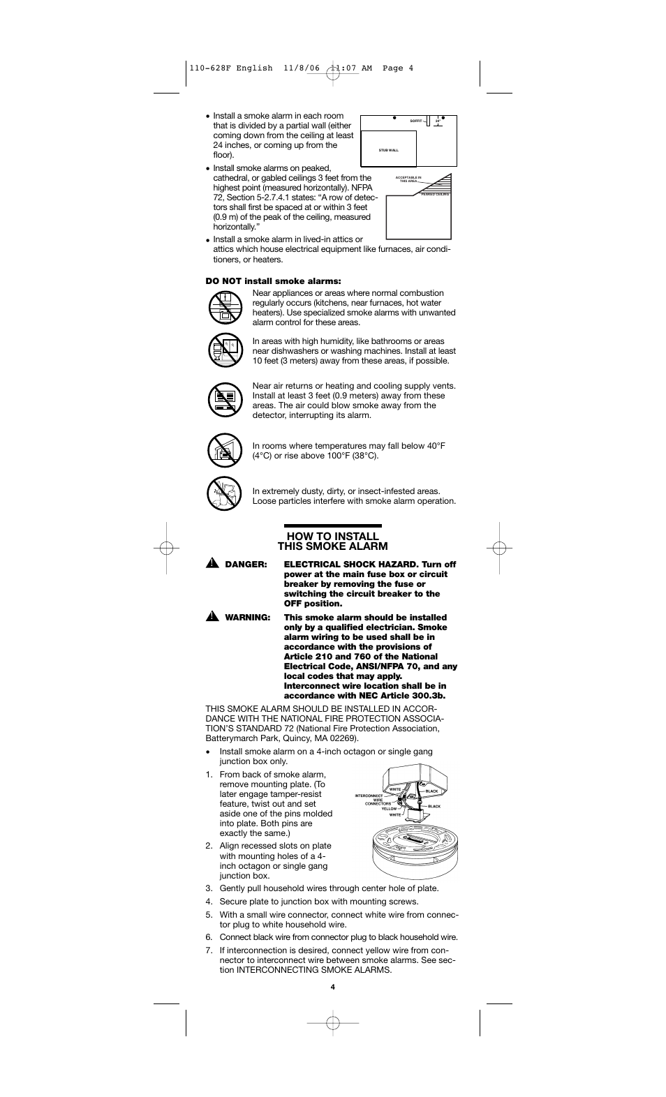 How to install this smoke alarm | Firex FADC User Manual | Page 4 / 8