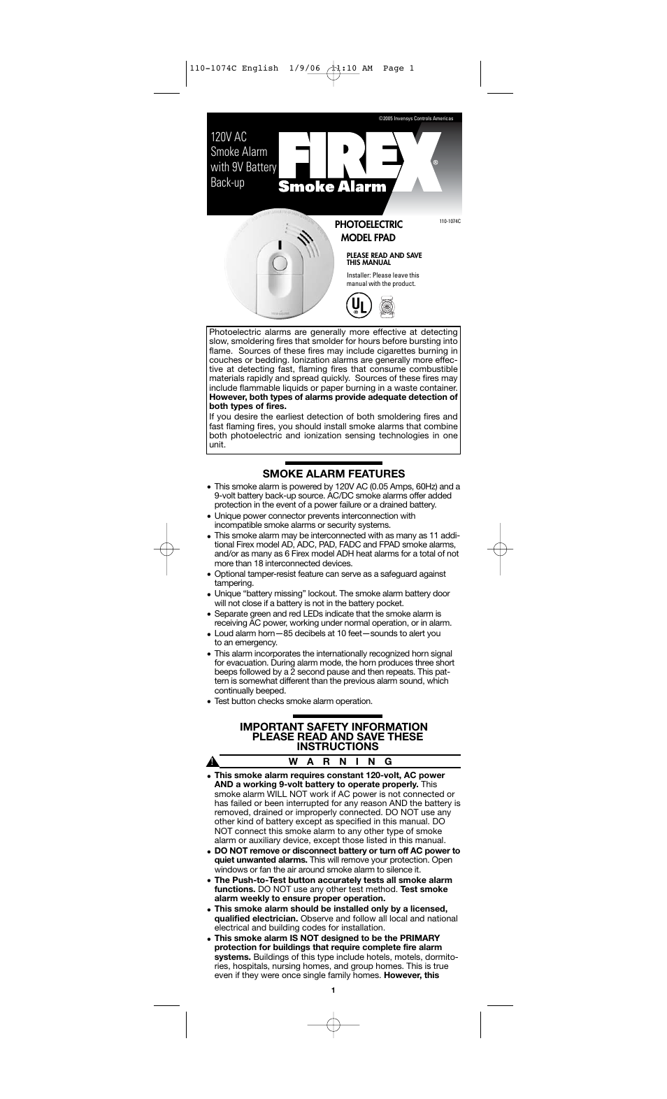 Firex AD User Manual | 8 pages