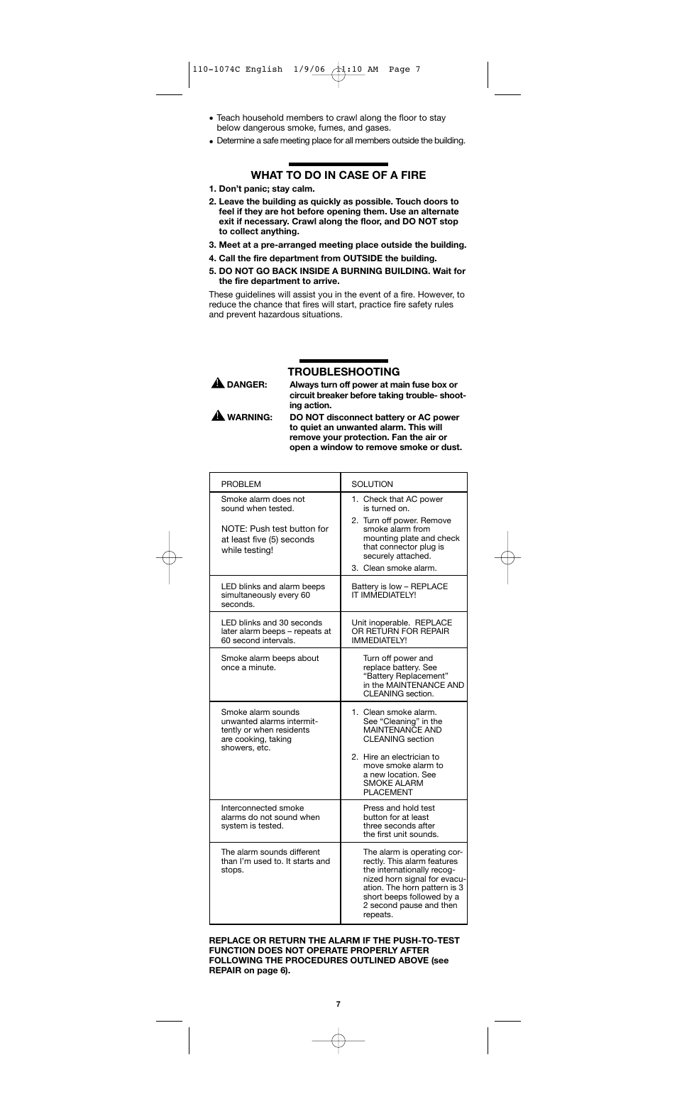 Troubleshooting, What to do in case of a fire | Firex AD User Manual | Page 7 / 8