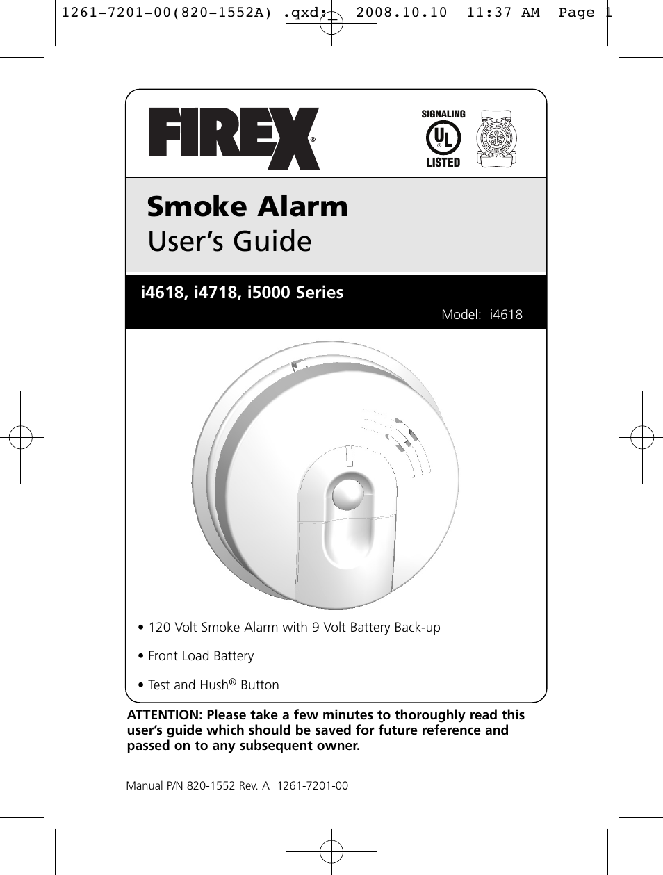 Firex Smoke Alarm i4618 User Manual | 18 pages