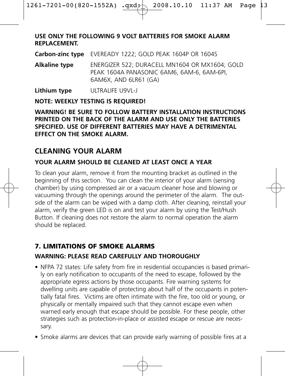 Cleaning your alarm | Firex Smoke Alarm i4618 User Manual | Page 13 / 18