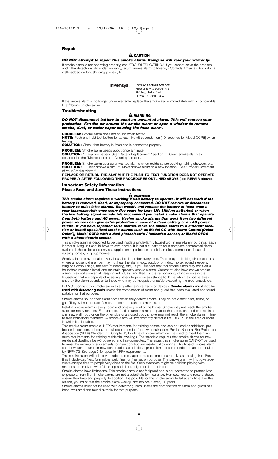 Firex 110-1011E User Manual | Page 5 / 6