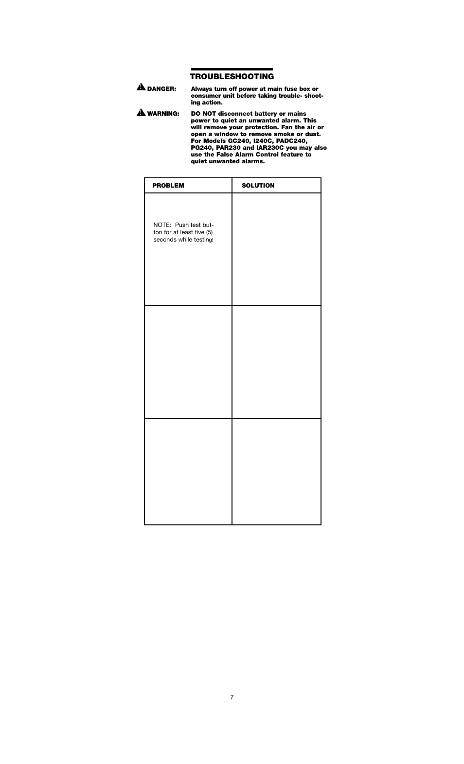 Troubleshooting | Firex I240C User Manual | Page 7 / 8